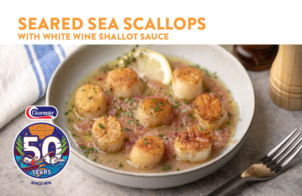 Seared Sea Scallops with White Wine Shallot Sauce