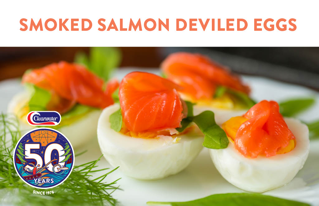 smoked salmon on deviled eggs