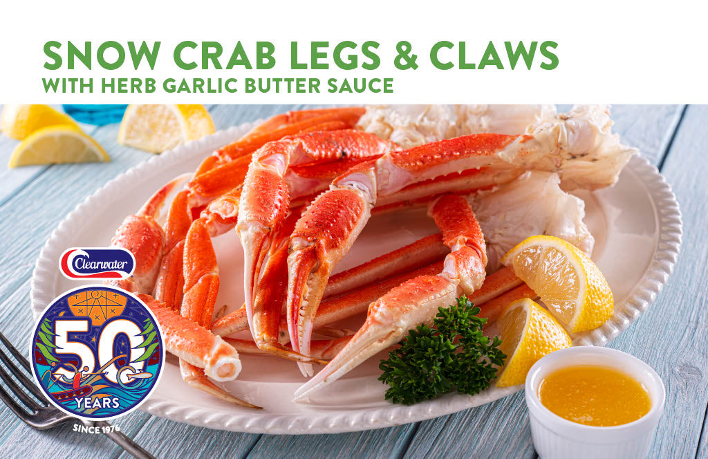 Snow Crab Legs with Herb Garlic Butter Sauce