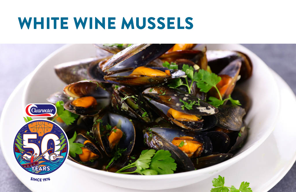 fresh mussels steamed white wine herbs garlic
