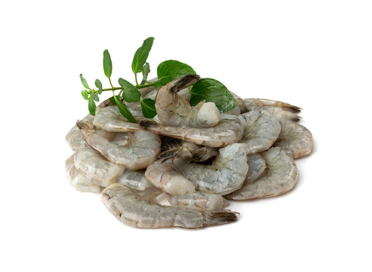 large, raw, shell-on, deveined shrimp