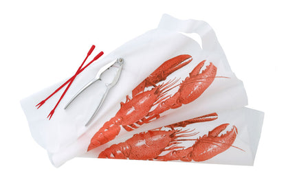 Lobster eating kit with bibs, forks, and cracker